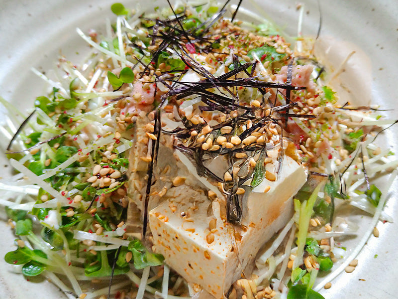 Radish Sprouts, tofu and Umeboshi Furikake salad