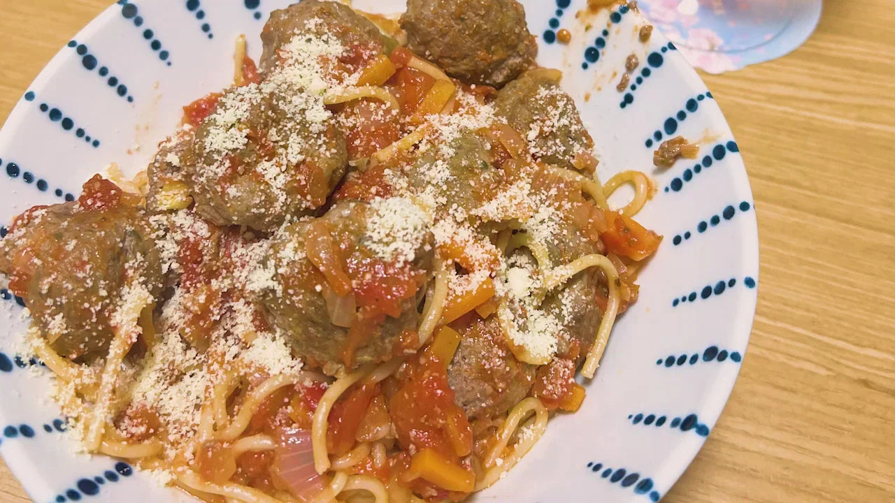Spaghetti and Meatballs with Miso Powder