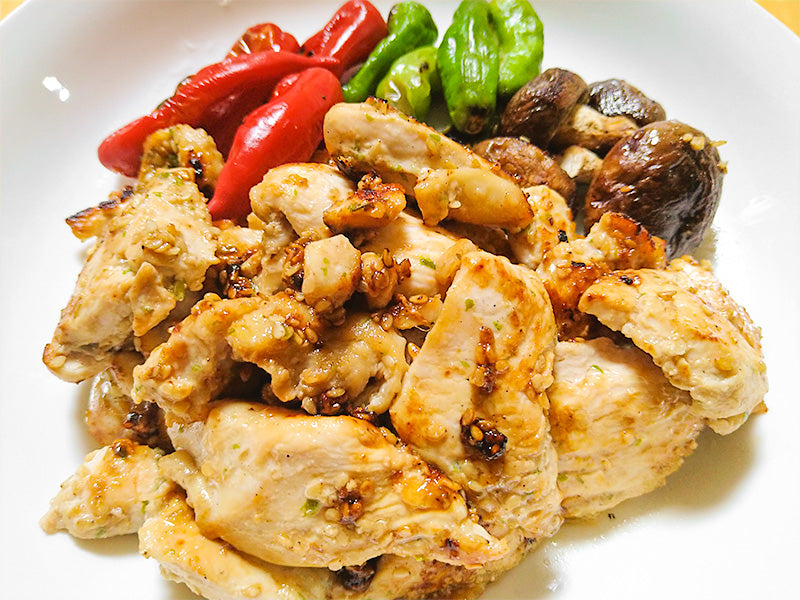 Grilled chicken breast with mayonnaise and pickled plum
