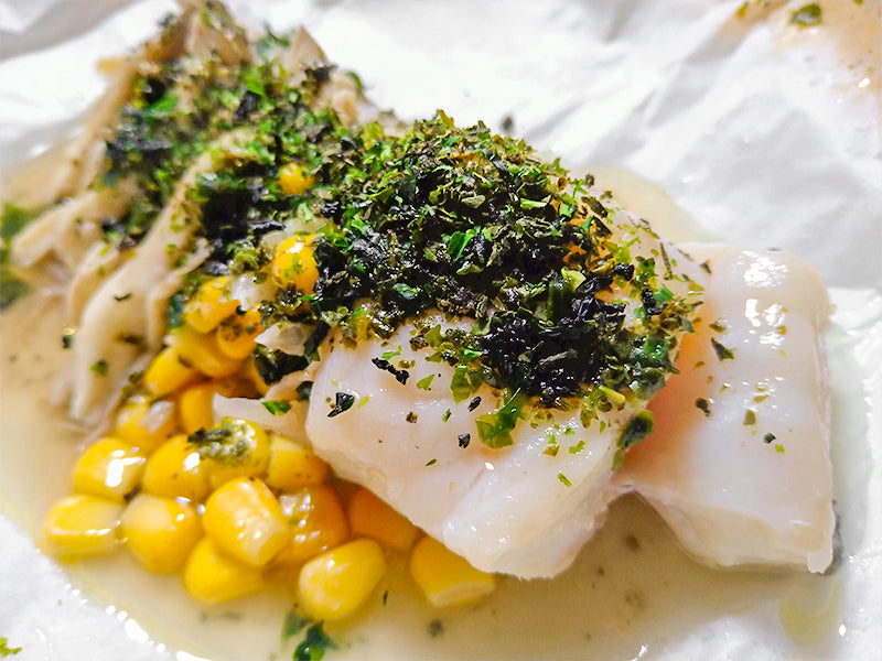 Steamed Cod with Green Tea Furikake