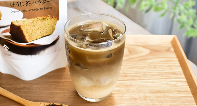 Layered Iced Hojicha Latte with Oat Milk
