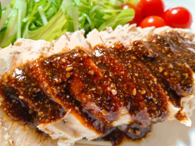 Chicken breast with red miso dipping sauce