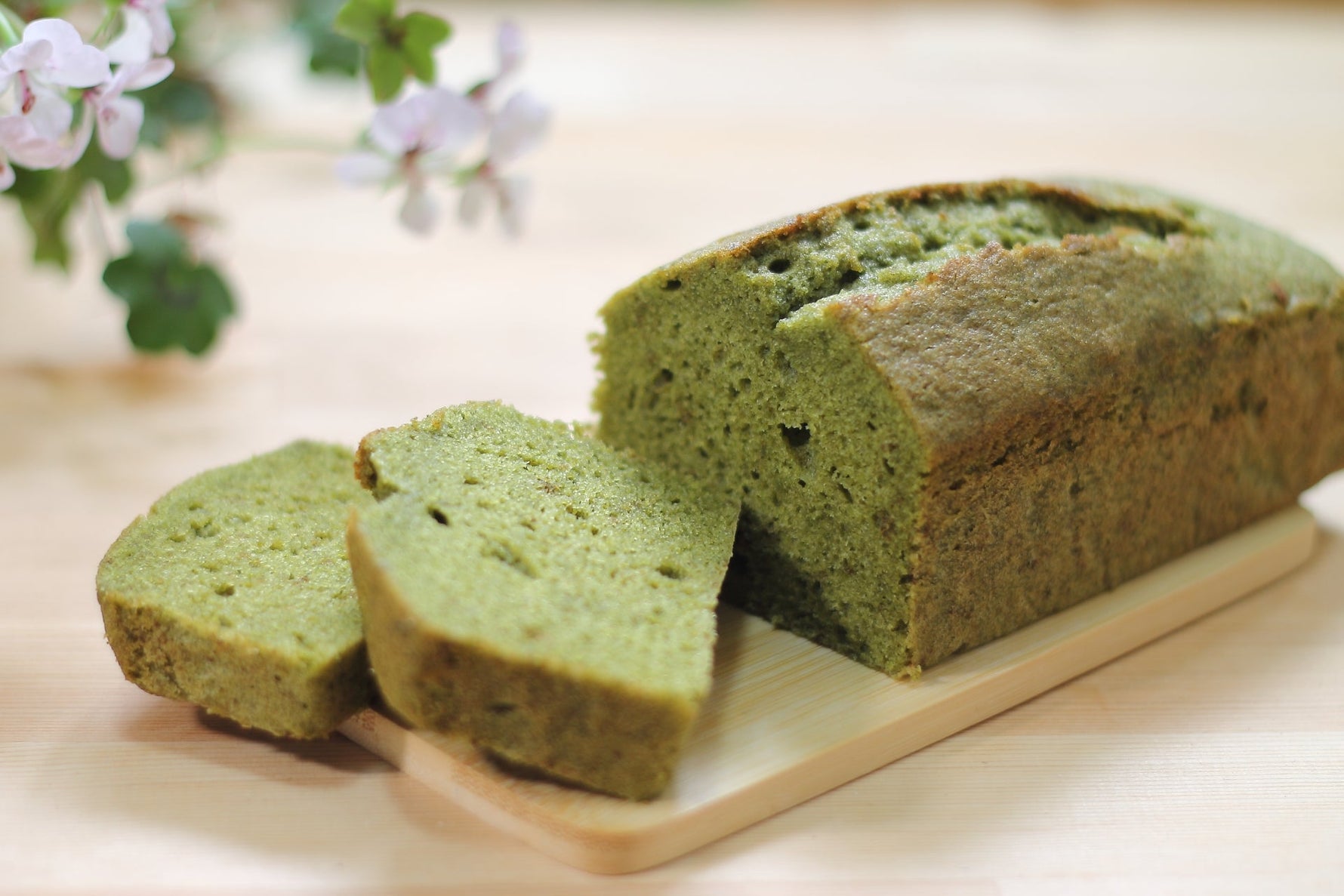 Pound Cake with Oat milk matcha latte