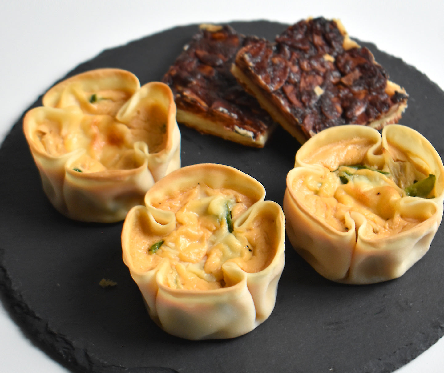 Gyoza Wrapper Quiche with Miso Powder