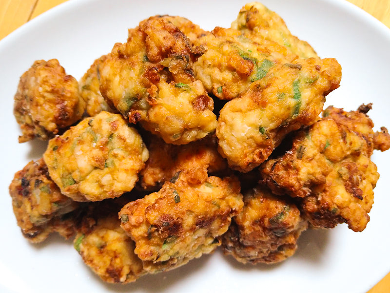 Tofu nuggets with natto koji