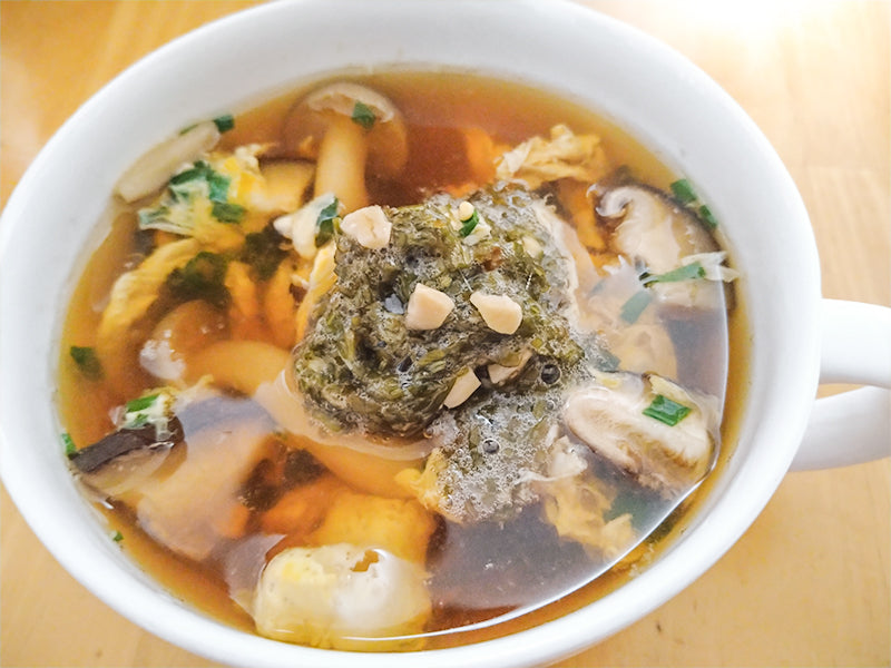 Egg drop soup(with natto and kombu mix)