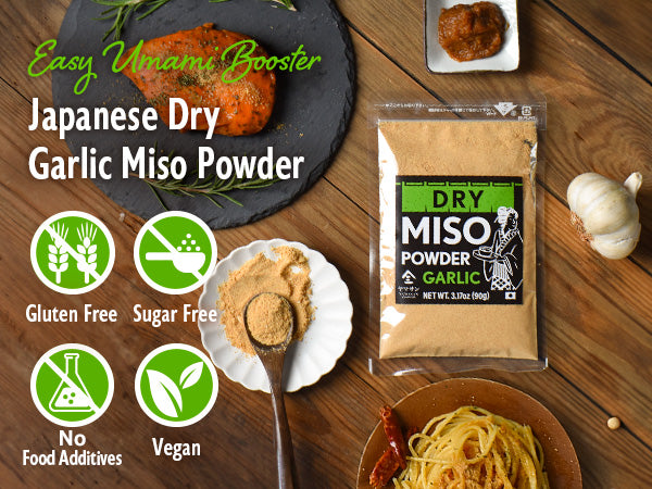 Japanese Dry Garlic Miso Seasoning, Freeze-Dried Miso Powder Mixed With Garlic Powder, Rich Aroma and Umami, No Additives, Vegan, Delicious Choice for Various Foods, Made in Japan 90g(3.17oz)