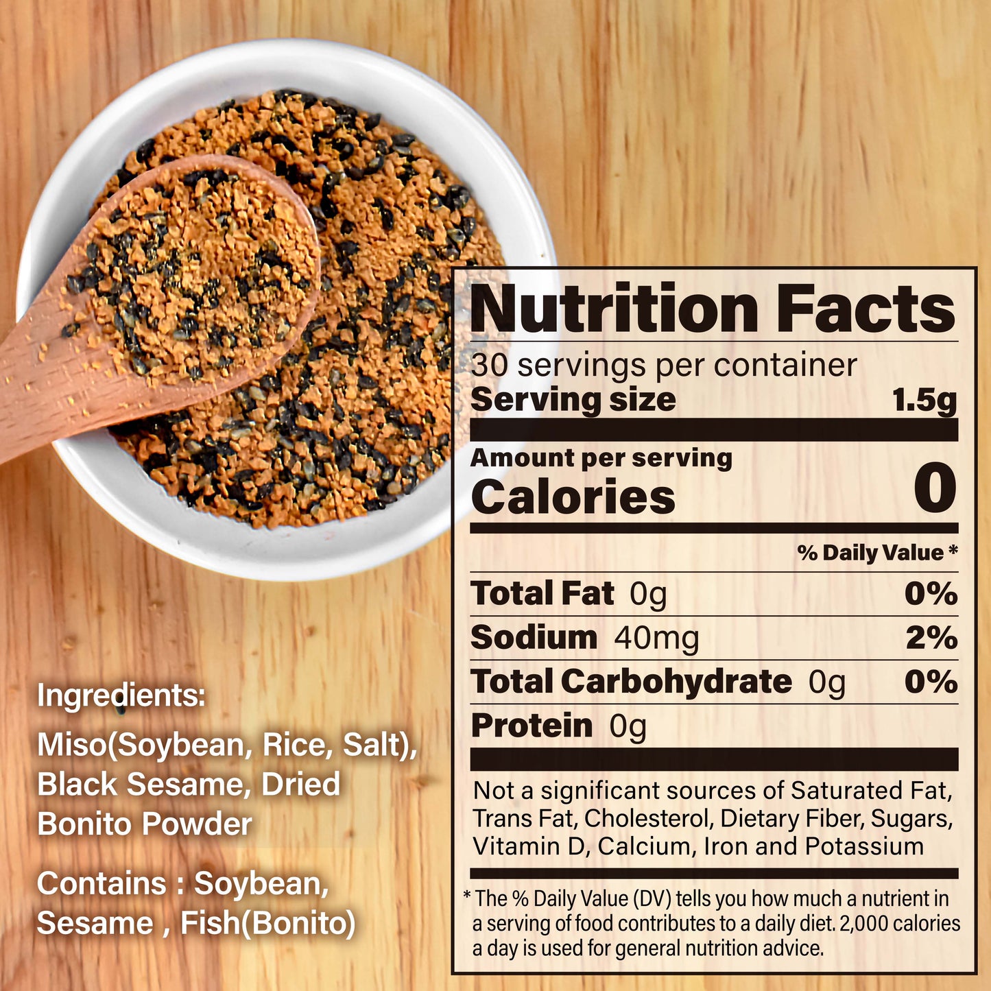 Japanese Furikake Seasoning, Rich Red Miso with Dried Bonito Flakes and Black Sesame (45g), Made in Japan