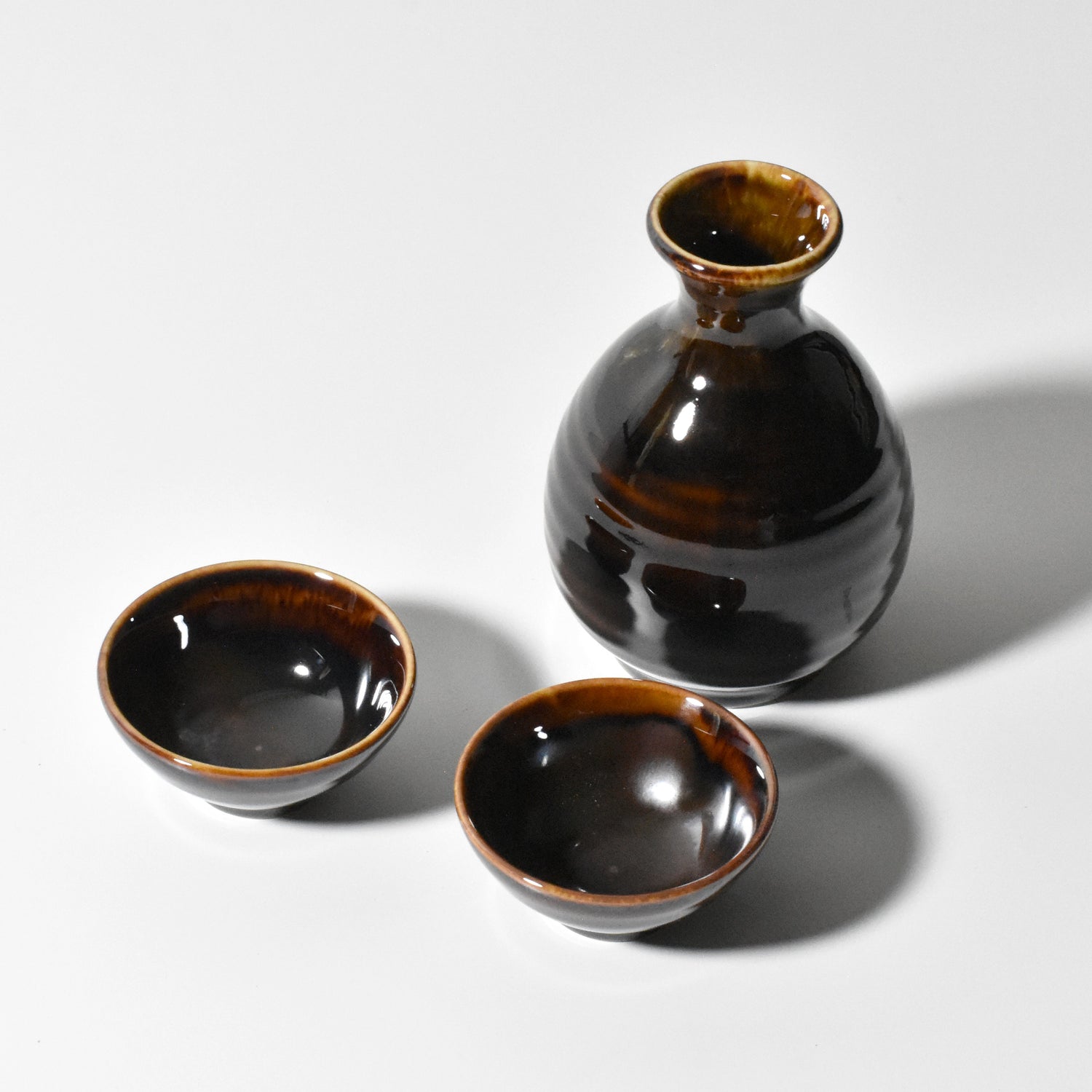 Amber Glaze Tenmoku Sake Set – Premium Japanese Sakeware