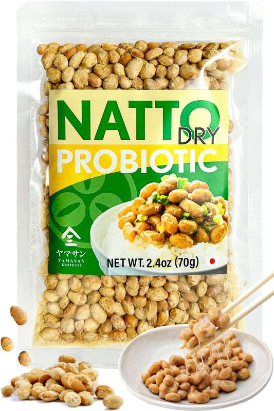 Japanese Natto Fermented Soybean, Freeze-Dried Natto Beans, Japanese Probiotic and Prebiotic Superfood - Vitamin K, Low Sodium, Non-GMO, Vegan, Made in Japan 70g(2.4oz)