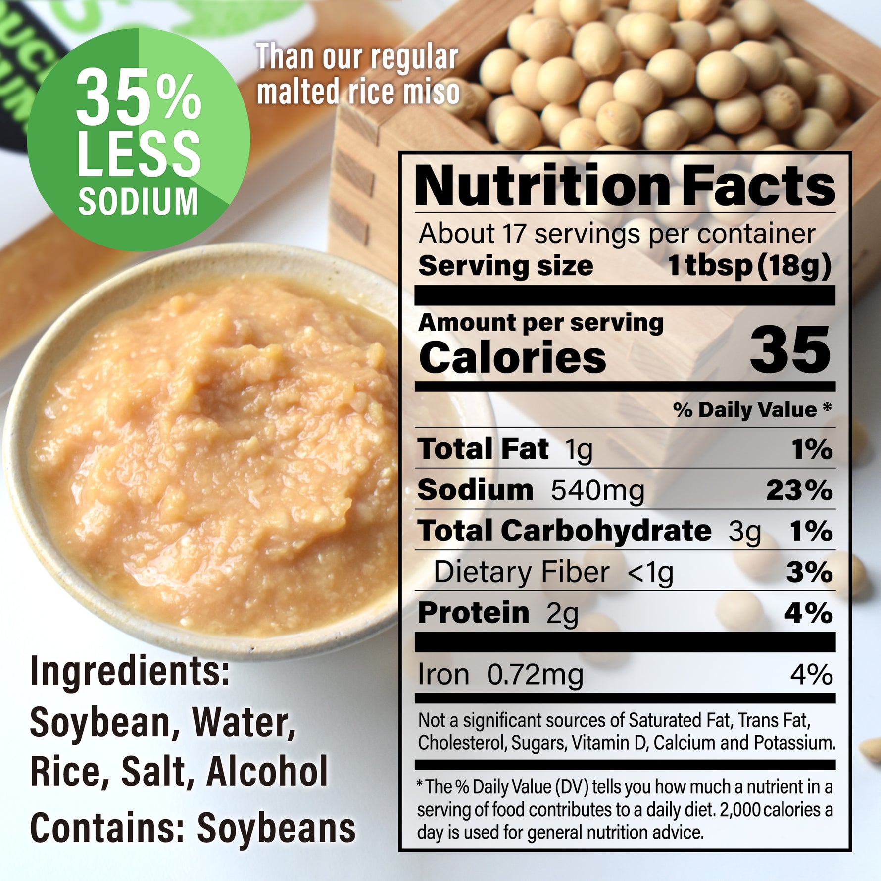 Low sodium Reduced sodium lower salt miso paste Japanese sesoning Ingredients Nutrition Facts