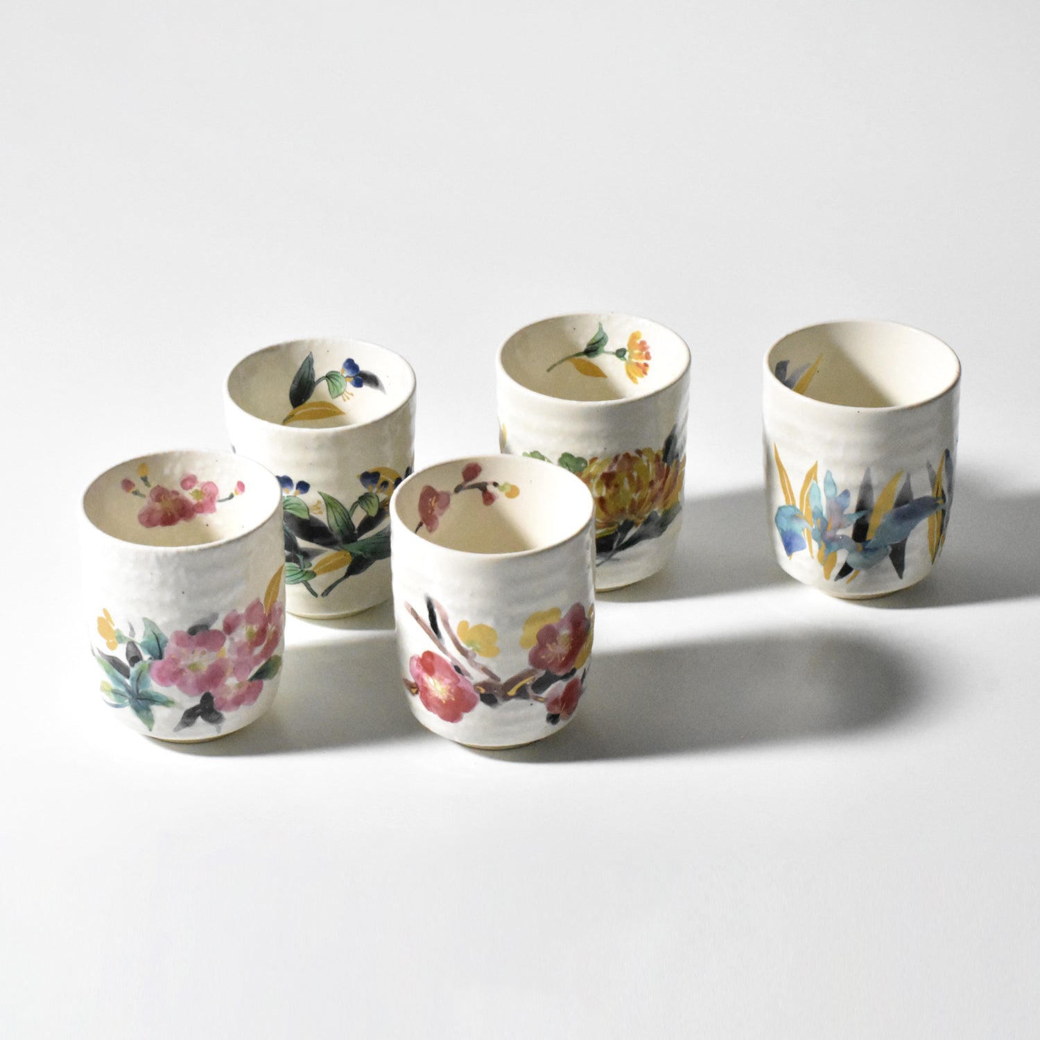 Manyo Wildflower （万葉草花） Yunomi Teacup Set – Authentic Japanese Tea Cups