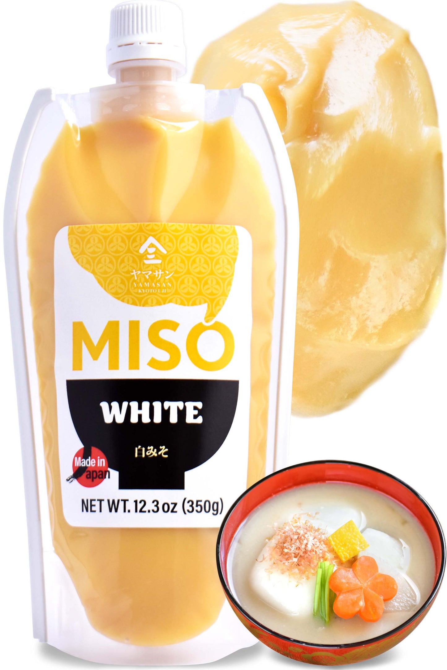 White Miso Paste with Malted Rice, Japanese Traditional Fermented Food, Easy Squeezable Tube (350g)