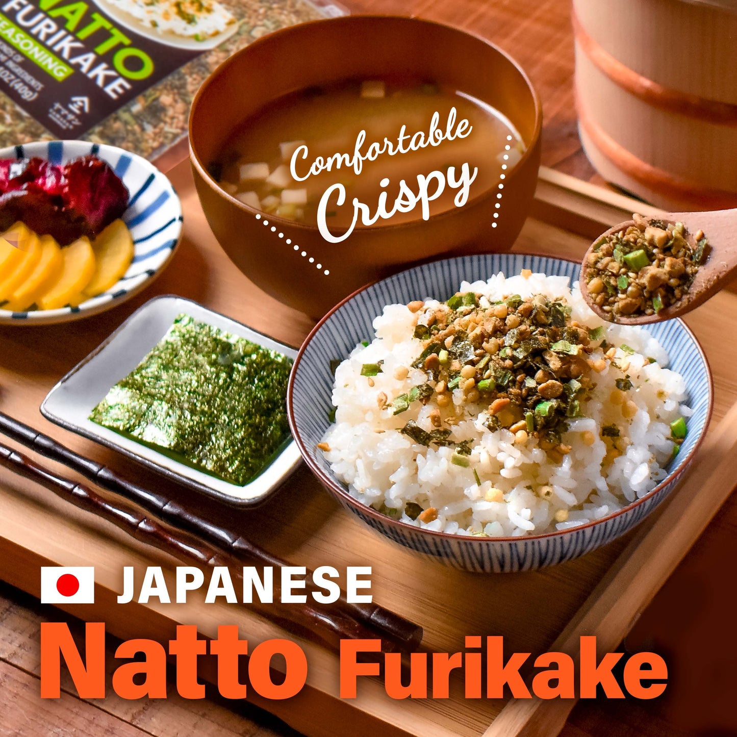 Japanese Natto Furikake Seasoning, Super Food Natto, Freeze-Dried Natto,6 kinds of umami ingredients, Rice Topping, Delicious Flavor of Various Foods, Made in Japan 40g(1.4oz)