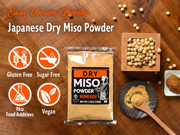 Japanese Dry Miso Seasoning, Freeze-Dried Miso Powder, No Additives, Vegan, Delicious Flavor for Various Foods, Made in Japan 100g(3.52oz)