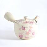 Ceramic pot with floral design on a white background