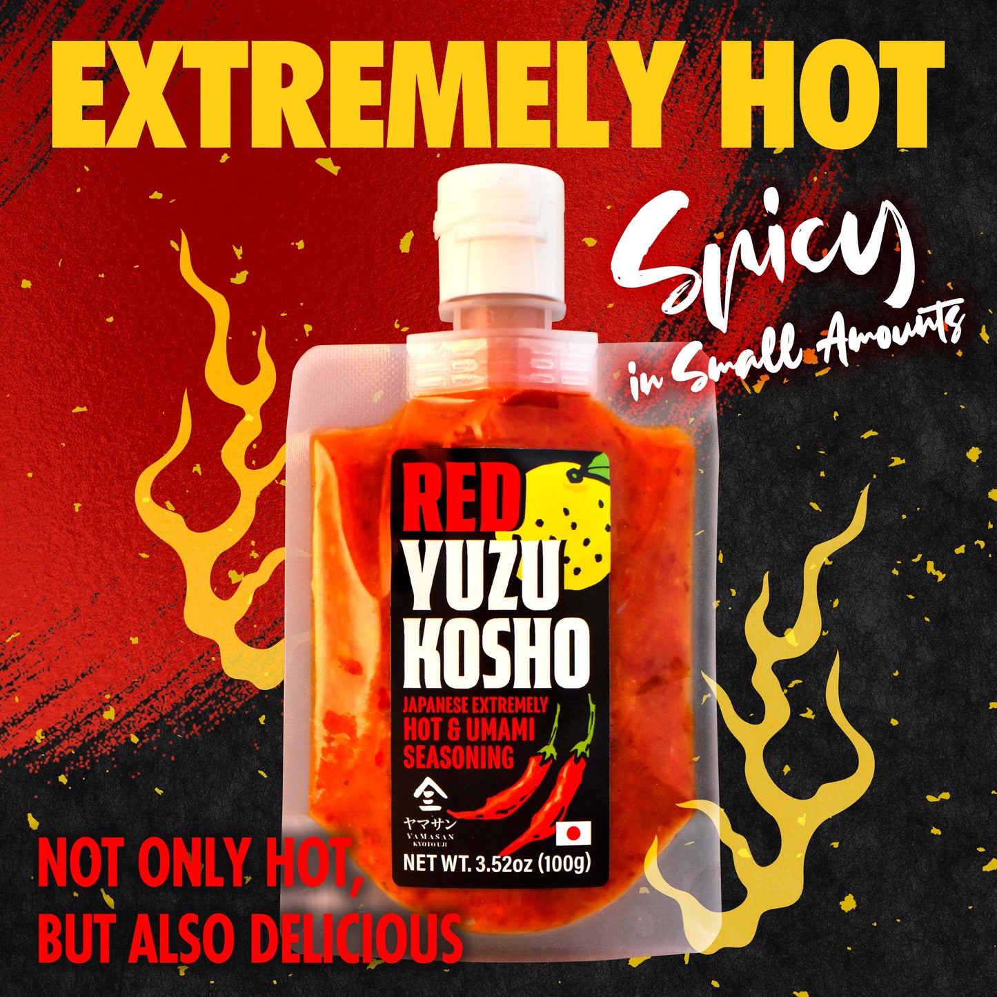 Yuzu Kosho Red Pepper Spicy Paste, Japanese Extremely Hot & Umami Seasoning, Vegan, Gluten-Free, No Additives, Made in Japan 100g(3.52oz)