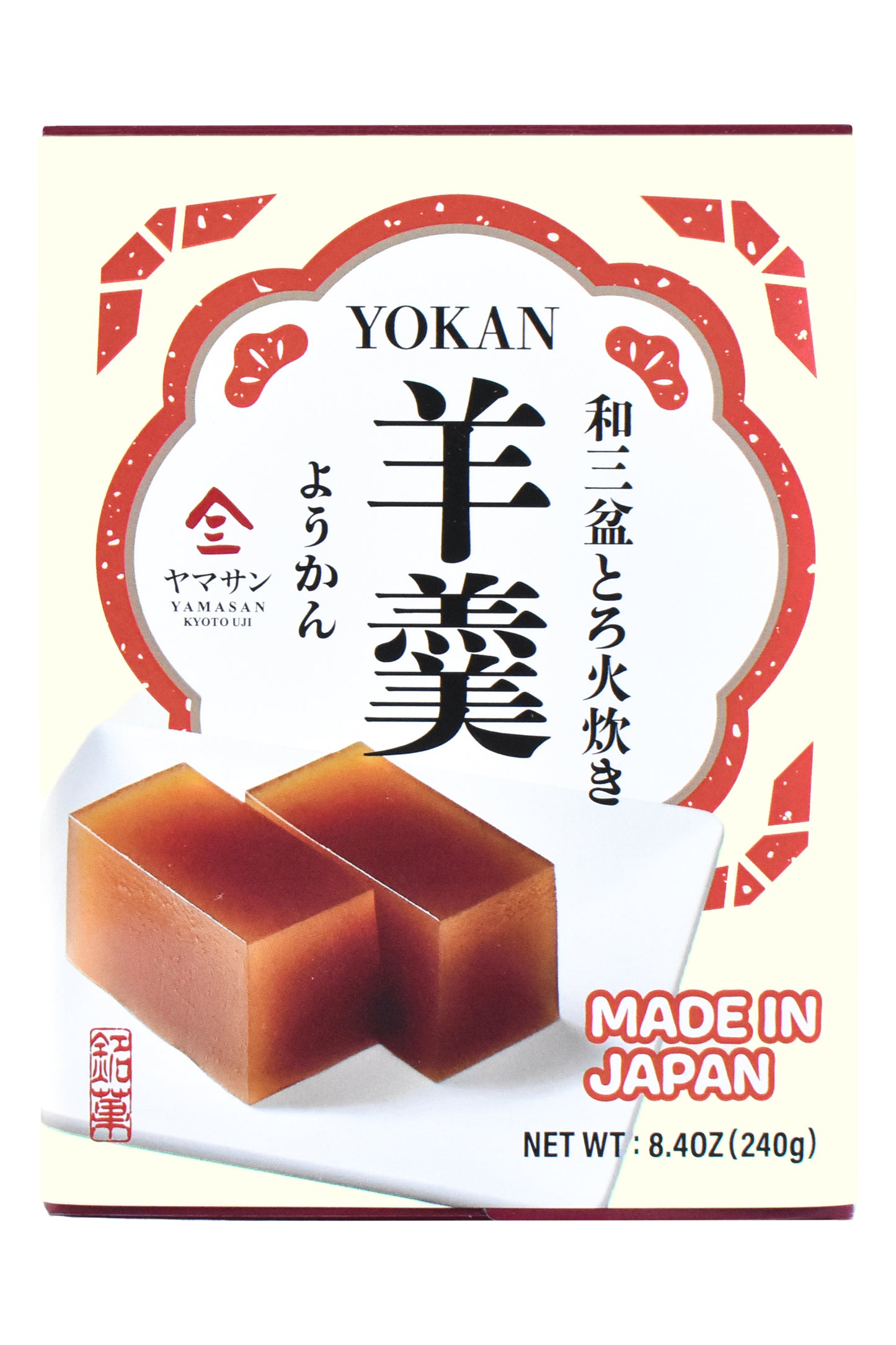 Yokan Japanese Traditional Wagashi Sweets - Sweet Koshian Anko Paste Jelly Cake, Wasanbon Sugar, No Coloring, Gluten Free, Made in Japan 240g(8.4OZ)