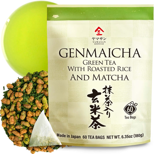 Genmaicha green tea with Matcha, roasted brown rice tea, Low caffeine, Japanese Tea, 3g 60 tea bags