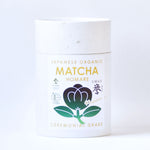 Container of Japanese Organic Matcha Homare on a white background. 100g-ceremonial-grade