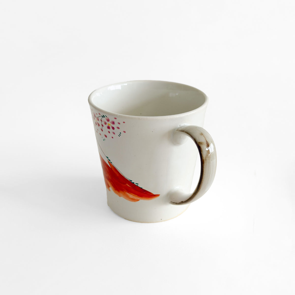 Hand-Painted Kyoto Mug 280ml – Red Fuji & Cherry Blossoms