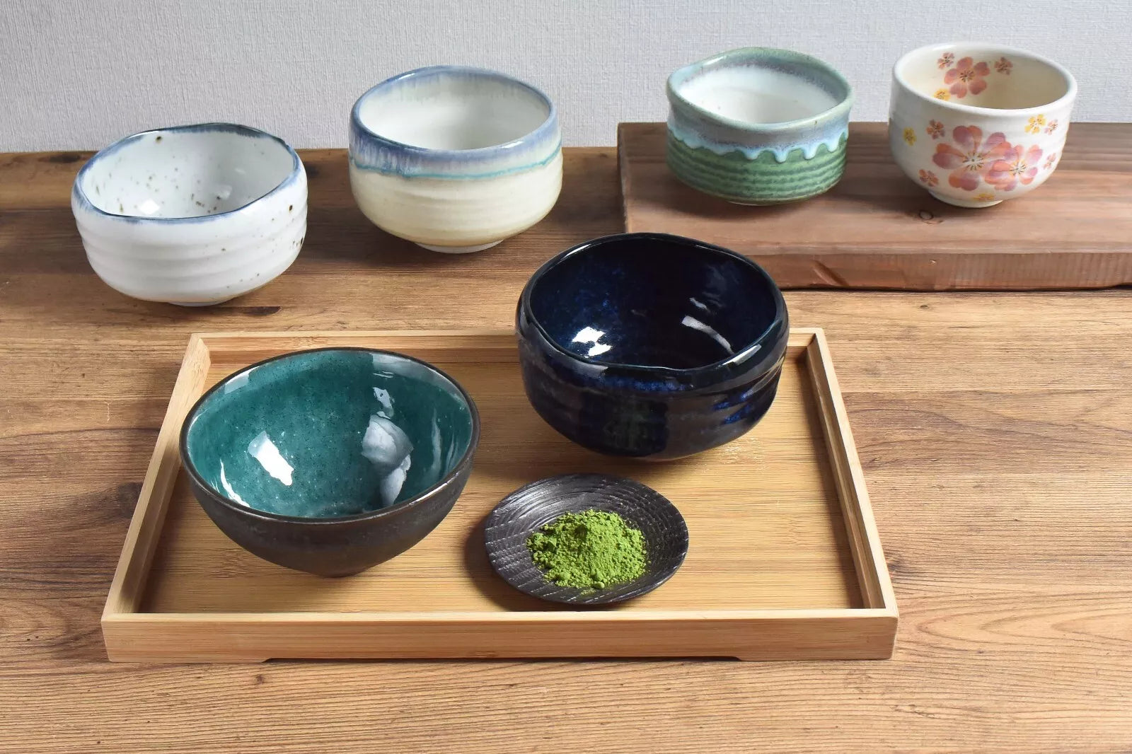 Matcha Tea Bowl -F1509 Sakura Mist - YAMASAN KYOTOUJI