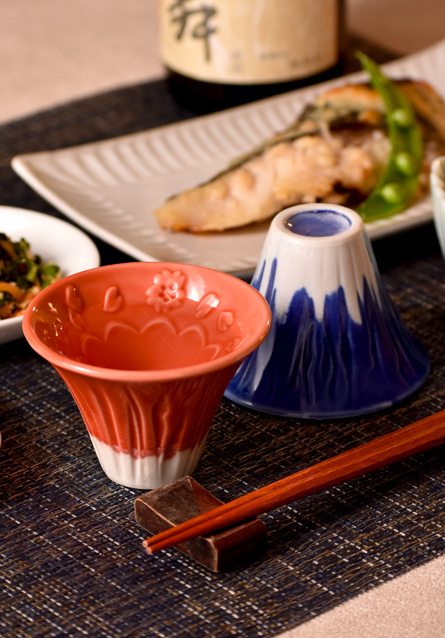 Mount Fuji Sake Cup Pair – Japanese Fujisan Ochoko Set YAMASAN KYOTOUJI