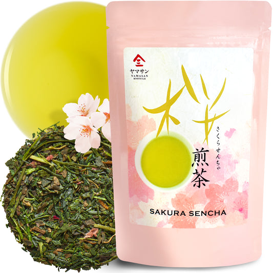 Sakura floral Green Tea with Sakura petals - Blending 100% SAKURA, Japanese Loose Leaf Green Tea, 2.82oz(80g)