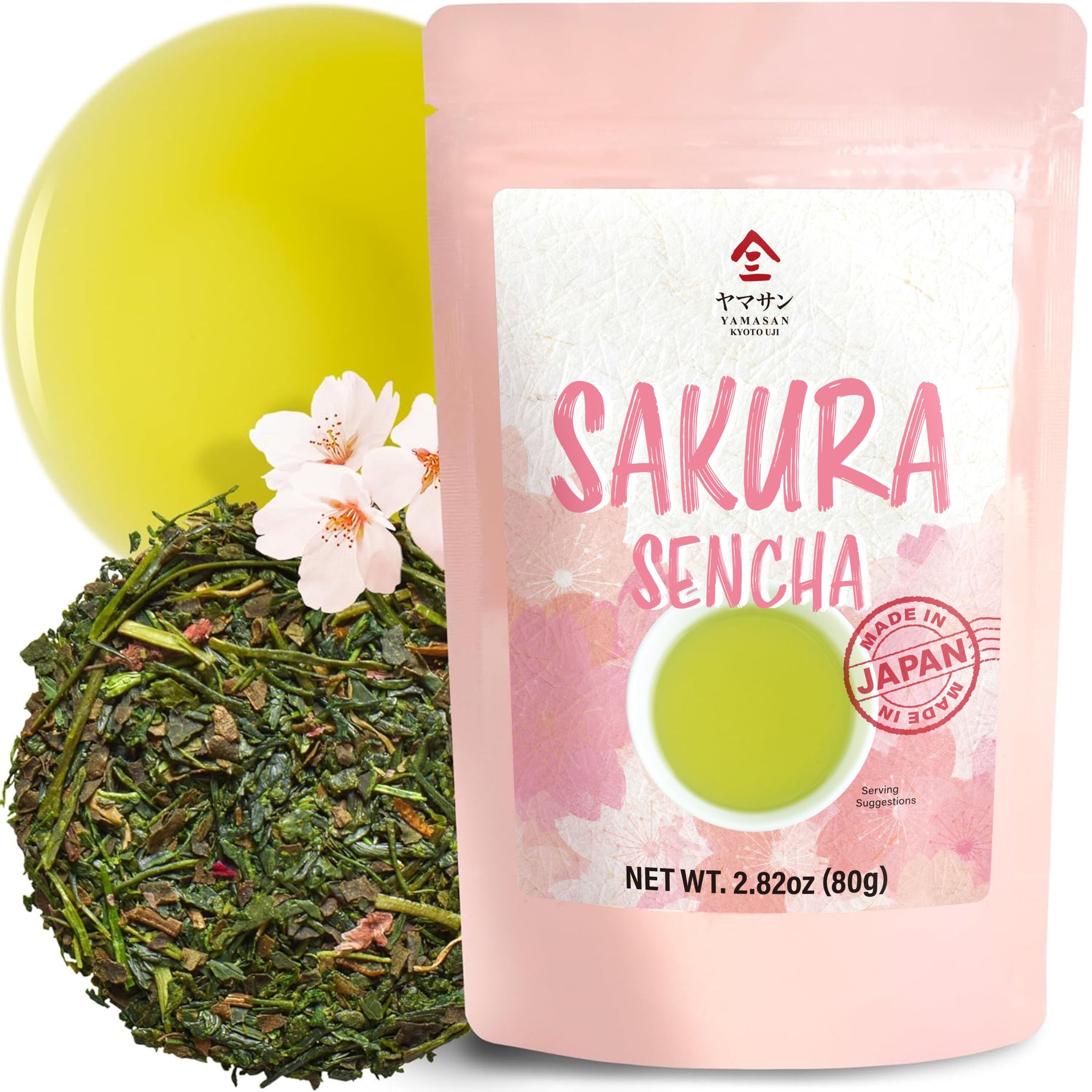 Sakura Floral Green Tea with Sakura petals 80g(2.82) - YAMASAN KYOTOUJI