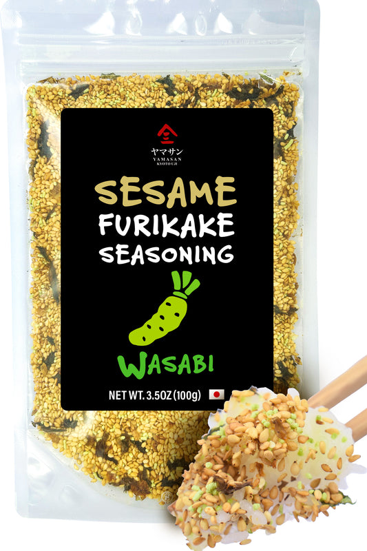 Japanese Wasabi Furikake Seasoning, Sesame-Soy Marinade, Wasabi Sharp Spicy and Umami, Delicious Flavor of Various Foods, Made in Japan,100g(3.5oz)