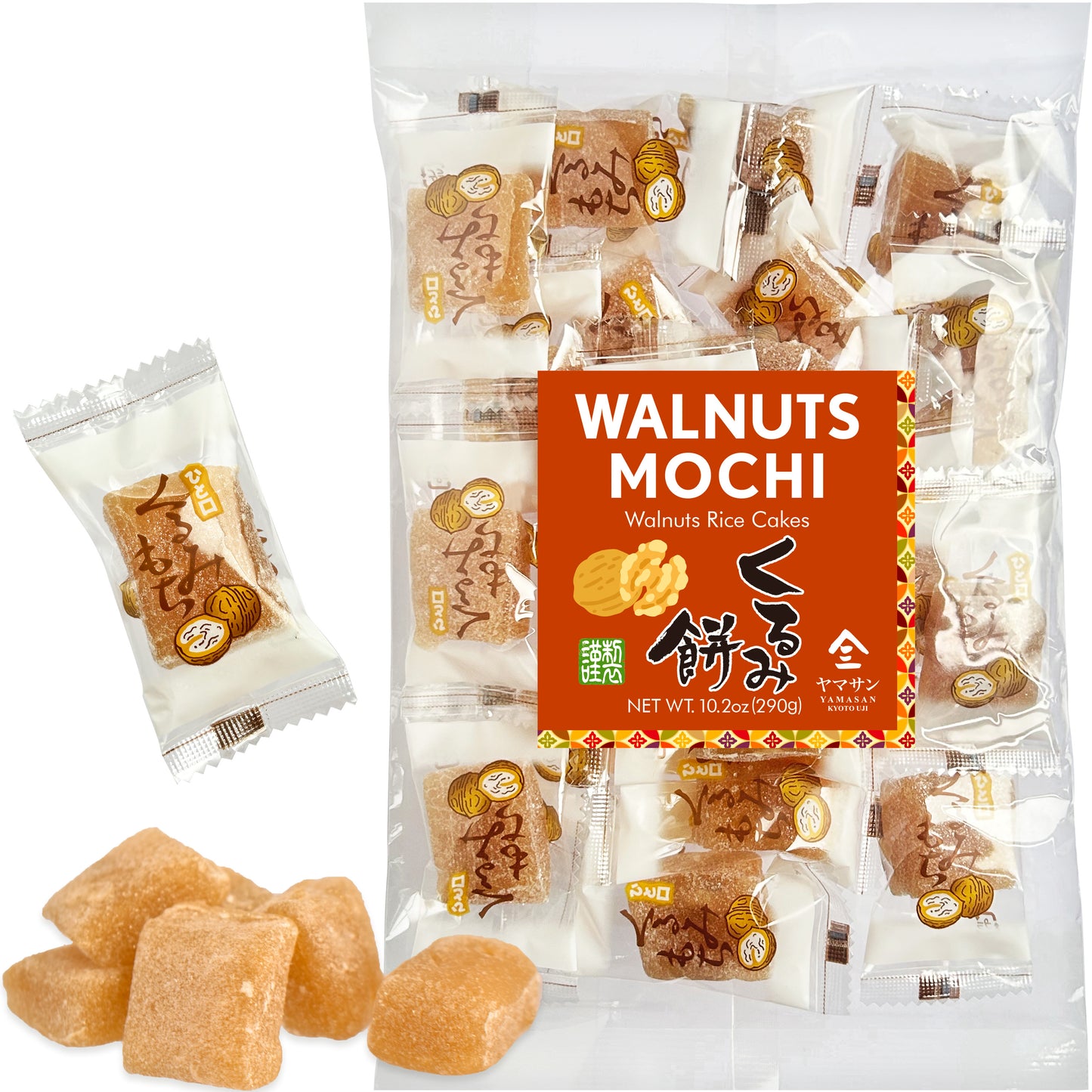 Japanese Walnuts Mochi Candies, Japanese Traditional Nostalgic Sweets,Soft, Chewy and Mild Taste, Individually Wrapped 290g(10.2oz)