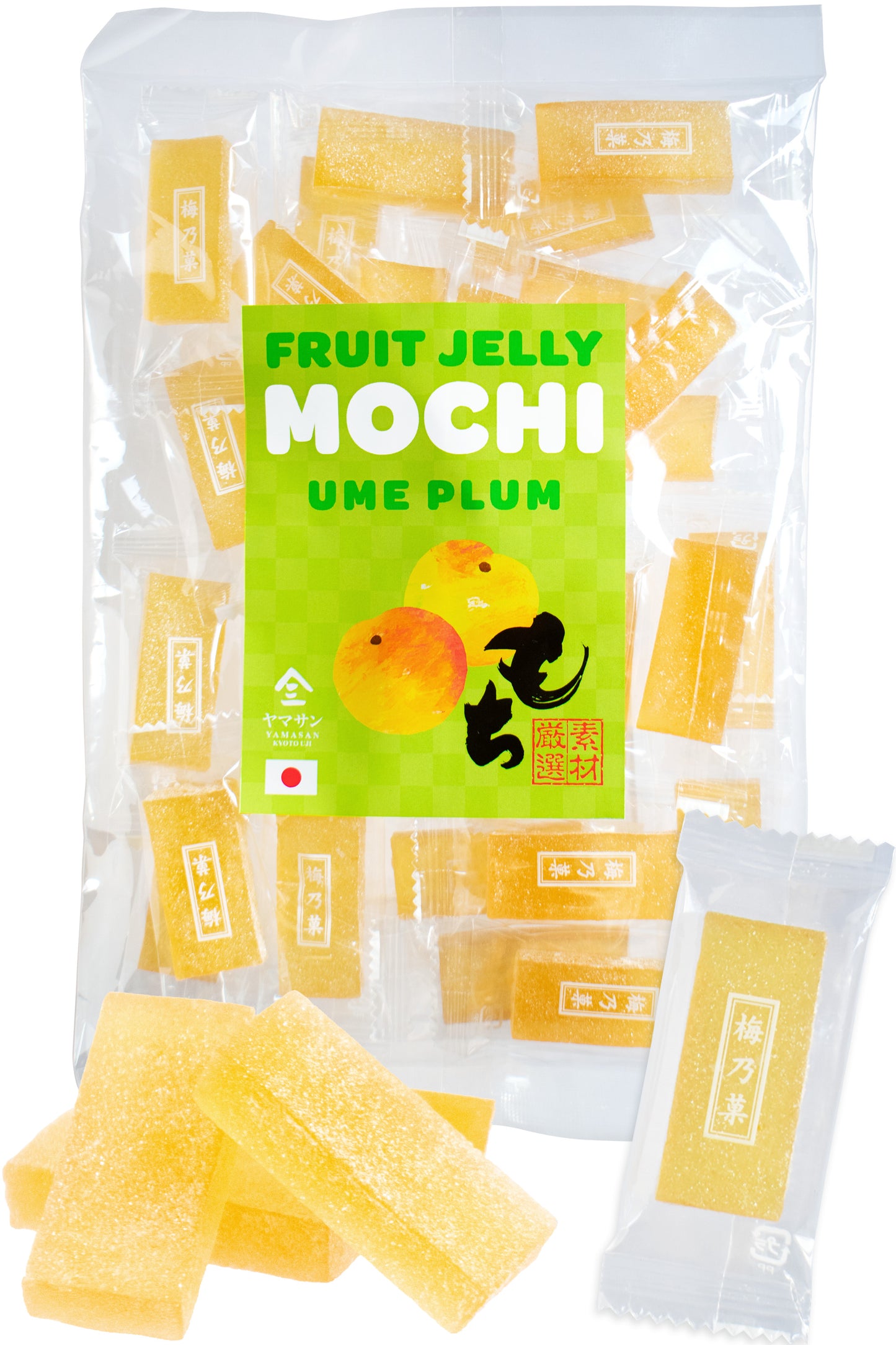 Jelly Fruit Mochi, Japanese Traditional Candy, individually wrapped, Artisanal Handworks, 100% Japanese Ume Plum, 300g