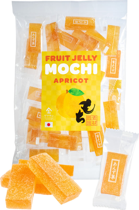 Jelly Fruit Mochi, Japanese Traditional Candy, individually wrapped, Artisanal Handworks, 100% Japanese Apricot, 300g